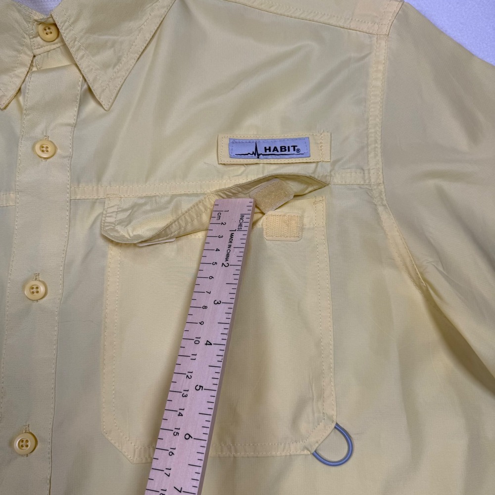 Habit Mens Fishing Shirt Large Yellow Short Sleeve UPF 40 Ventilated Button Down - Picture 6 of 6
